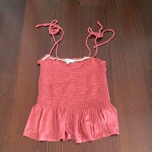 Smocked shirt with tie straps